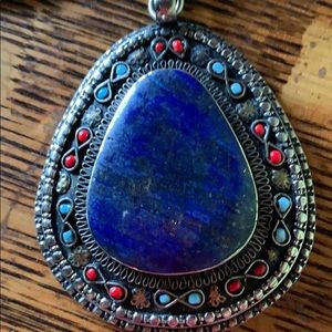 Large Lapis Medallion Necklace new